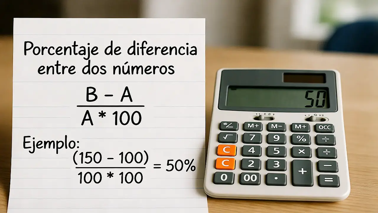 Como calcular porcentaje diferencia entre dos números