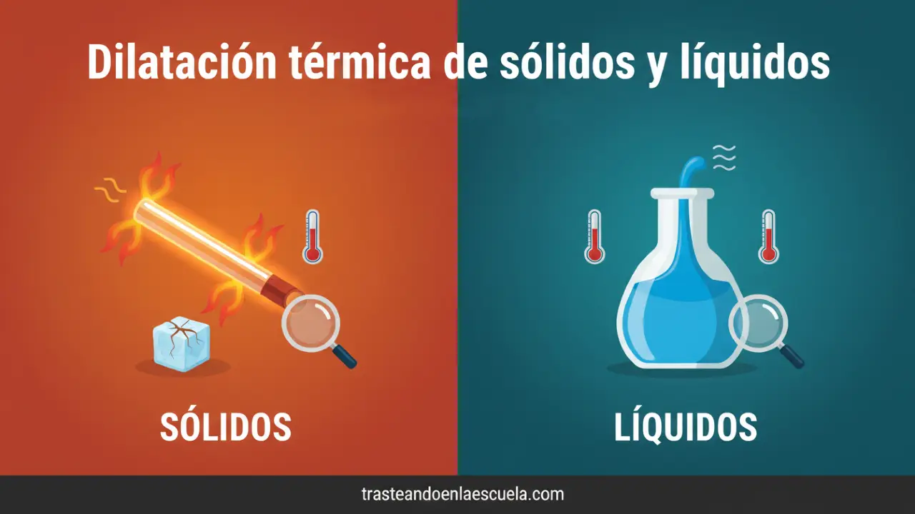 Dilatación térmica de sólidos y líquidos: explicación y ejemplos