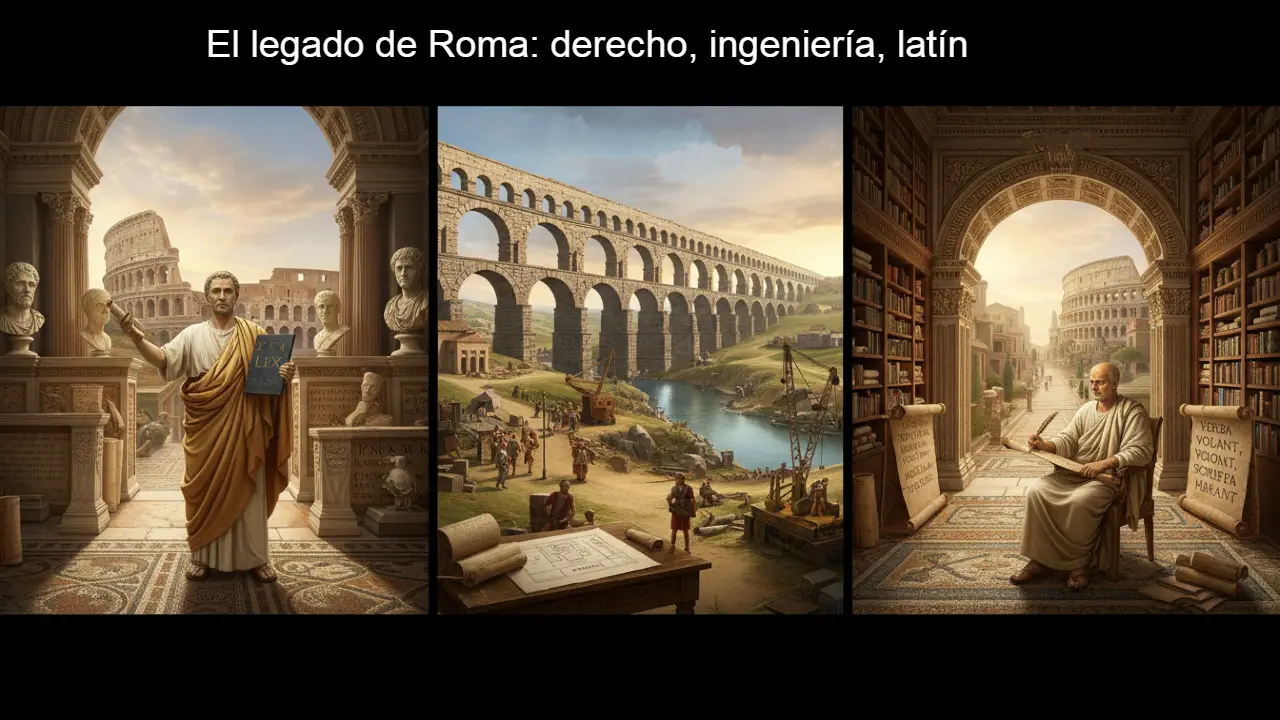 El legado de Roma: derecho, ingeniería, latín