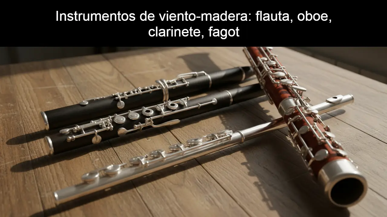 Instrumentos de viento-madera: flauta, oboe, clarinete, fagot