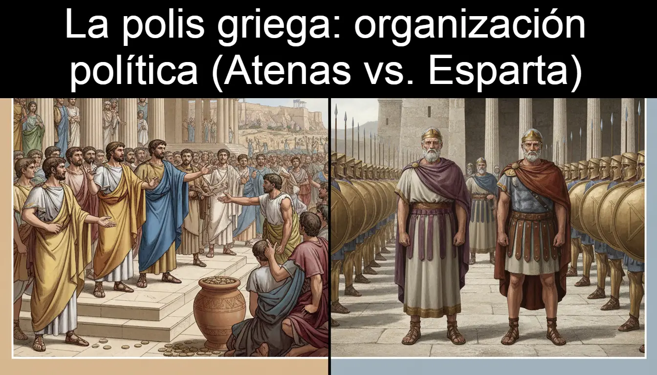 La polis griega: organización política (Atenas vs. Esparta)