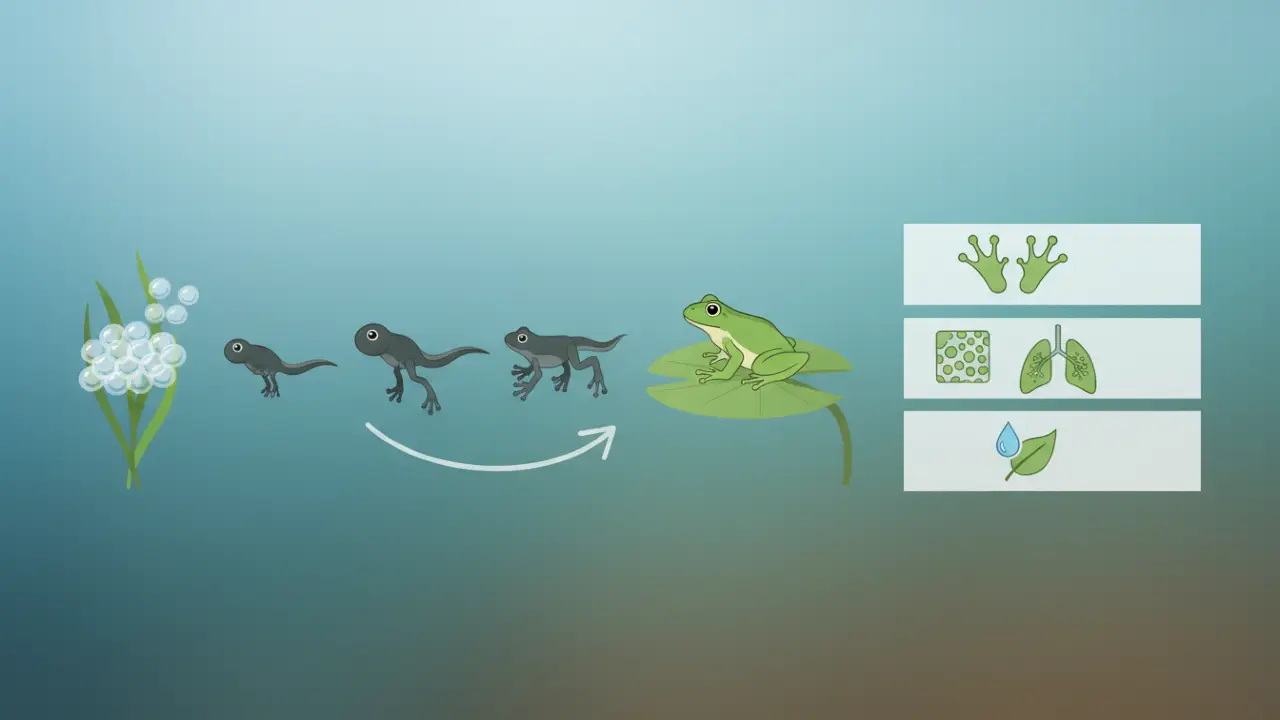 Anfibios: metamorfosis de renacuajo a rana y características