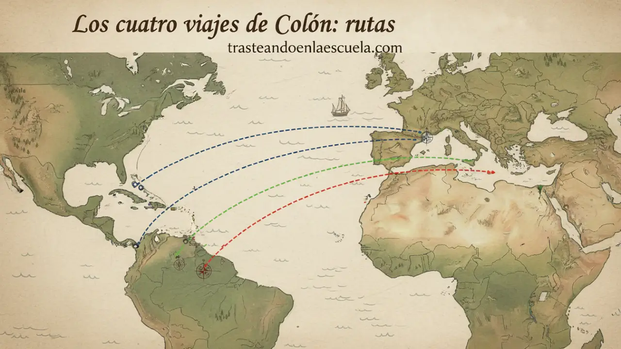 Los cuatro viajes de Colón: rutas y descubrimientos
