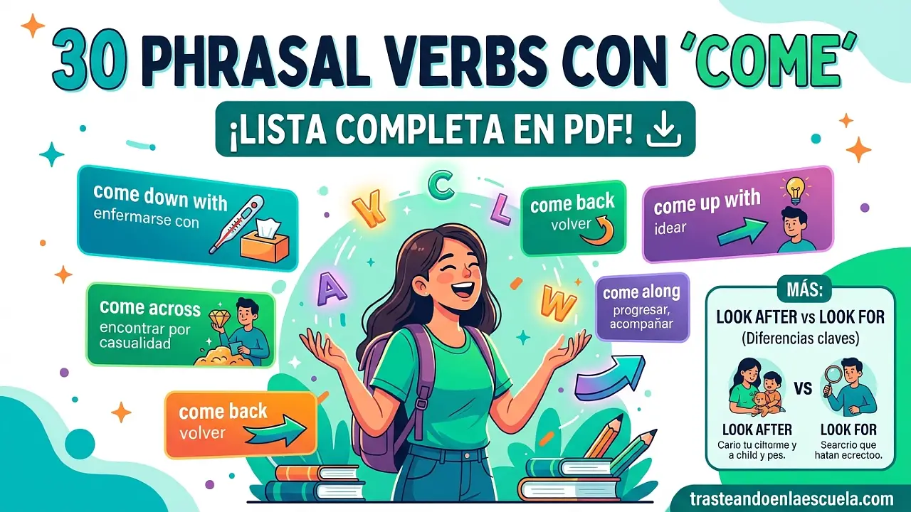 30 phrasal verbs con COME: Lista completa en PDF