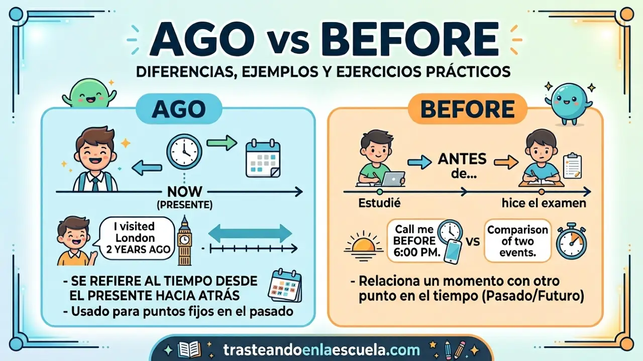 Ago vs Before: diferencias, ejemplos y ejercicios prácticos