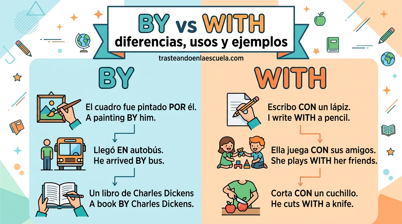 By vs With: diferencias, usos y ejemplos