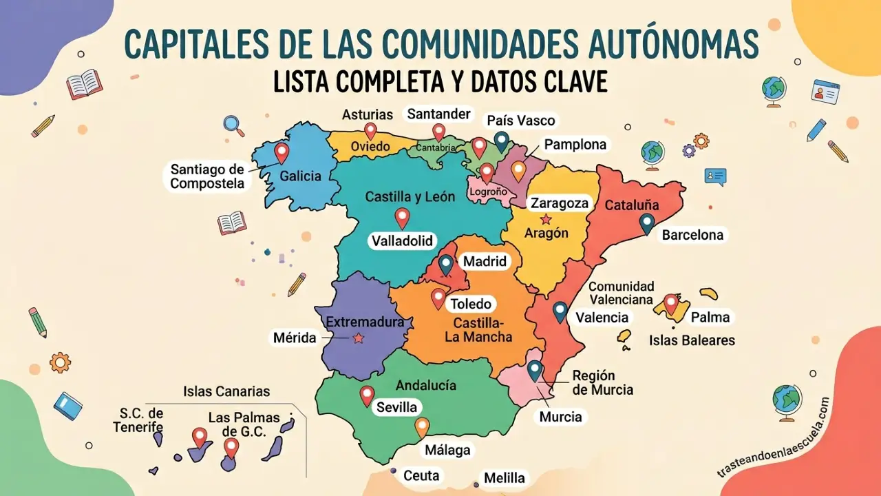 Capitales de las comunidades autónomas: lista completa y datos clave