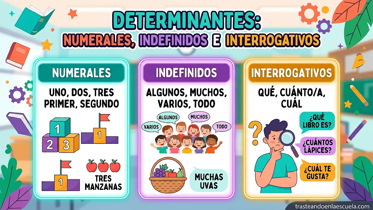 Determinantes numerales, indefinidos e interrogativos
