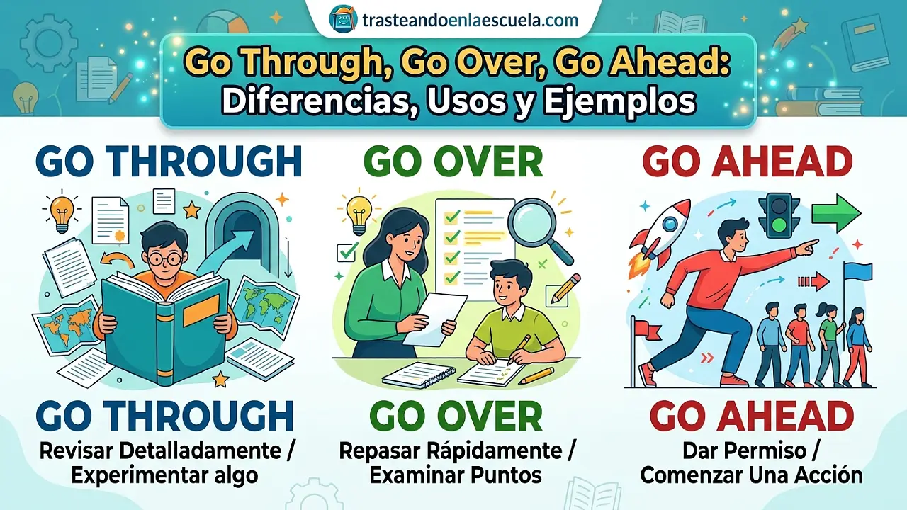 Go through, go over, go ahead: diferencias, usos y ejemplos