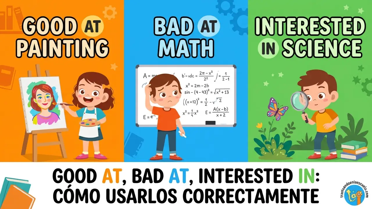 Good at, bad at, interested in: cómo usarlos correctamente