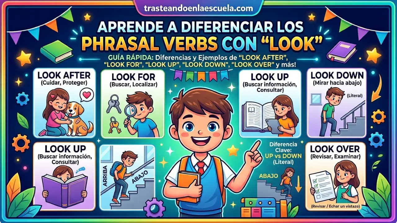 Look up, look down, look over: diferencias y ejemplos en inglés