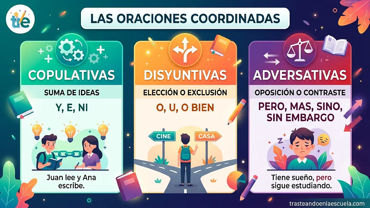 Oraciones coordinadas: copulativas, disyuntivas y adversativas
