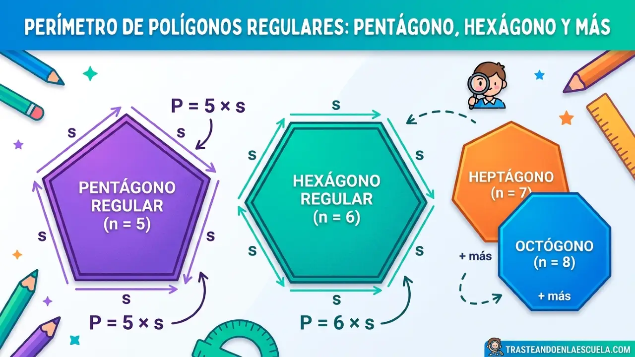 Perímetro de polígonos regulares: pentágono, hexágono y más