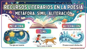 Recursos literarios en poesía: metáfora, símil, aliteración