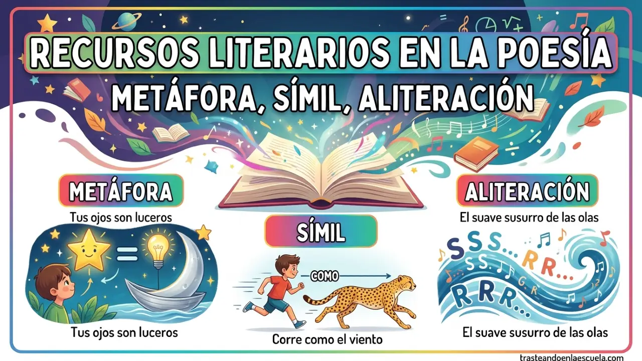 Recursos literarios en poesía: metáfora, símil, aliteración