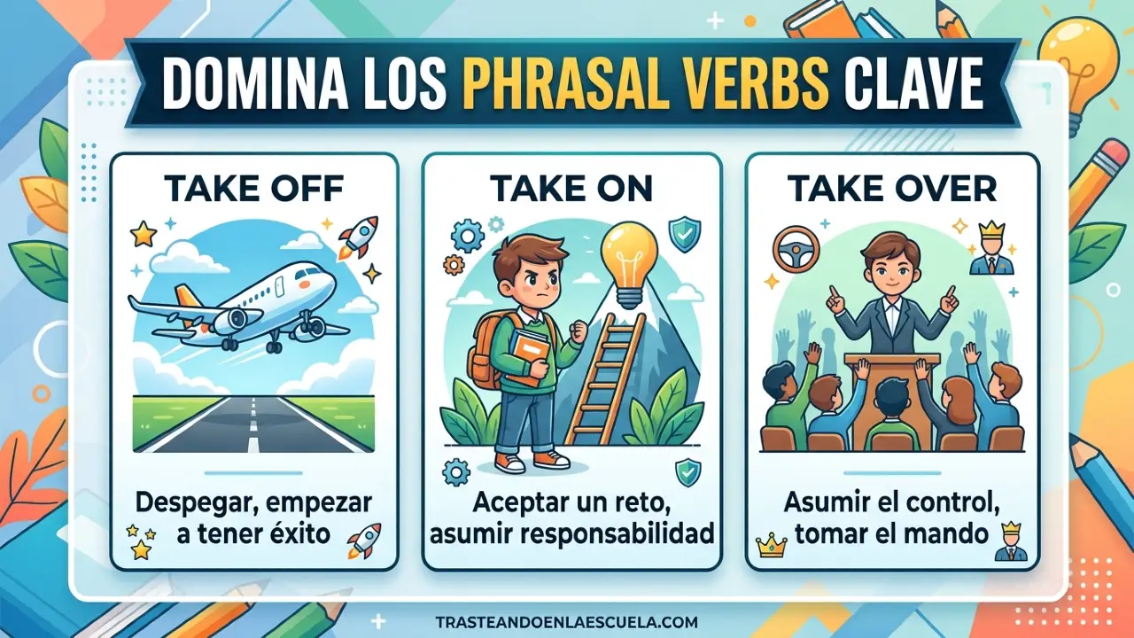 Take off, take on, take over: dominando los phrasal verbs clave