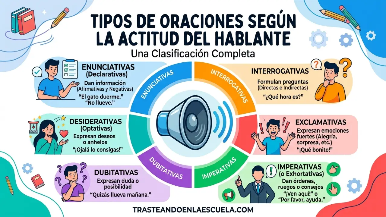 Tipos de oraciones según la actitud del hablante: clasificación completa