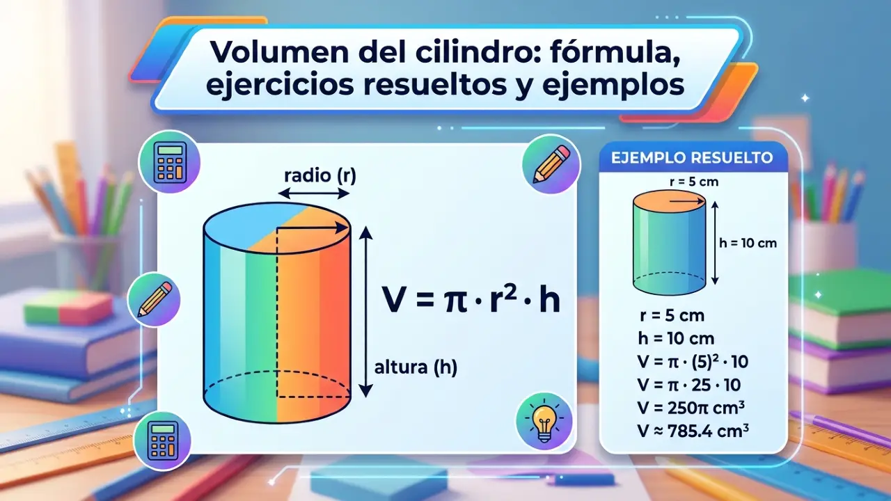 Volumen del cilindro: fórmula, ejercicios resueltos y ejemplos