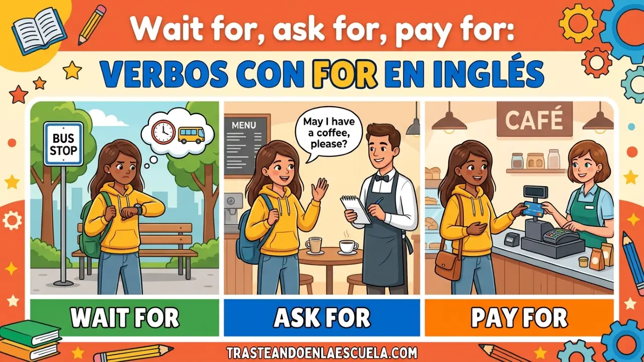 Wait for, ask for, pay for: verbos con FOR en inglés