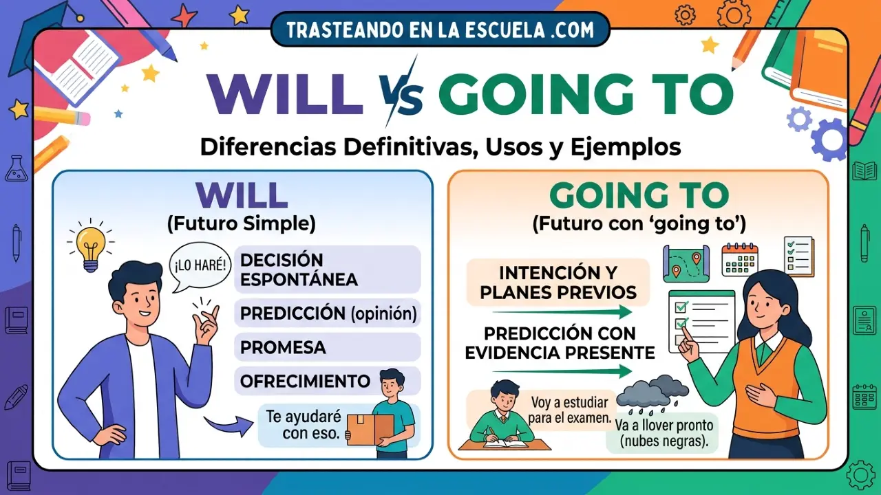 Will vs Going to: diferencias definitivas, usos y ejemplos