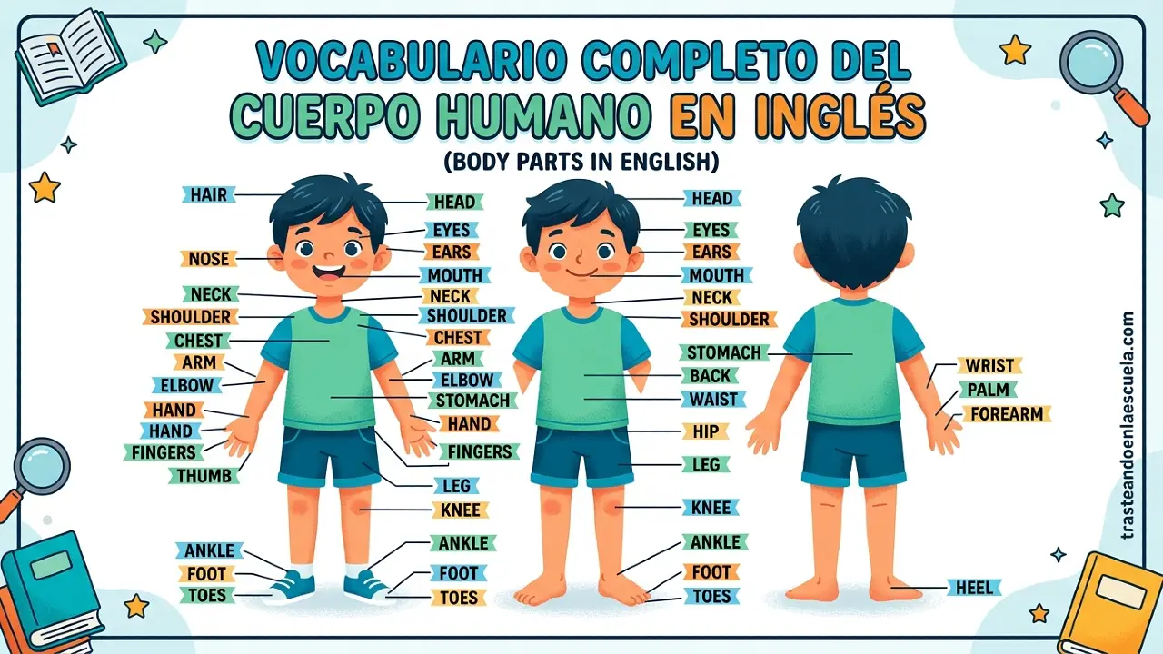 Body parts: vocabulario completo del cuerpo humano en inglés