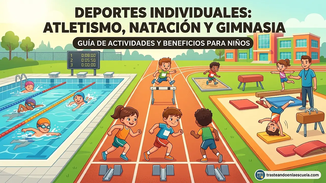 Deportes individuales: atletismo, natación y gimnasia
