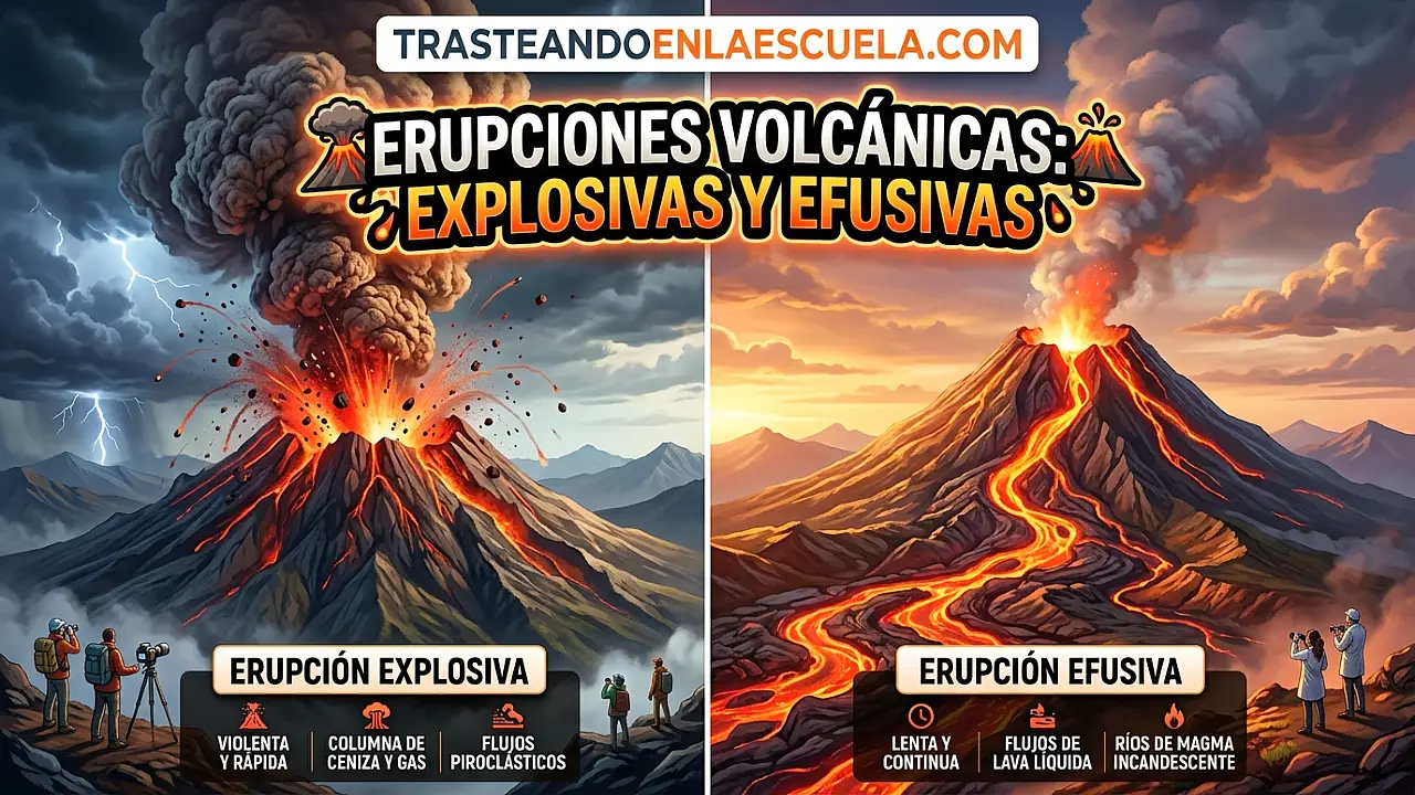 Erupciones volcánicas: explosivas y efusivas