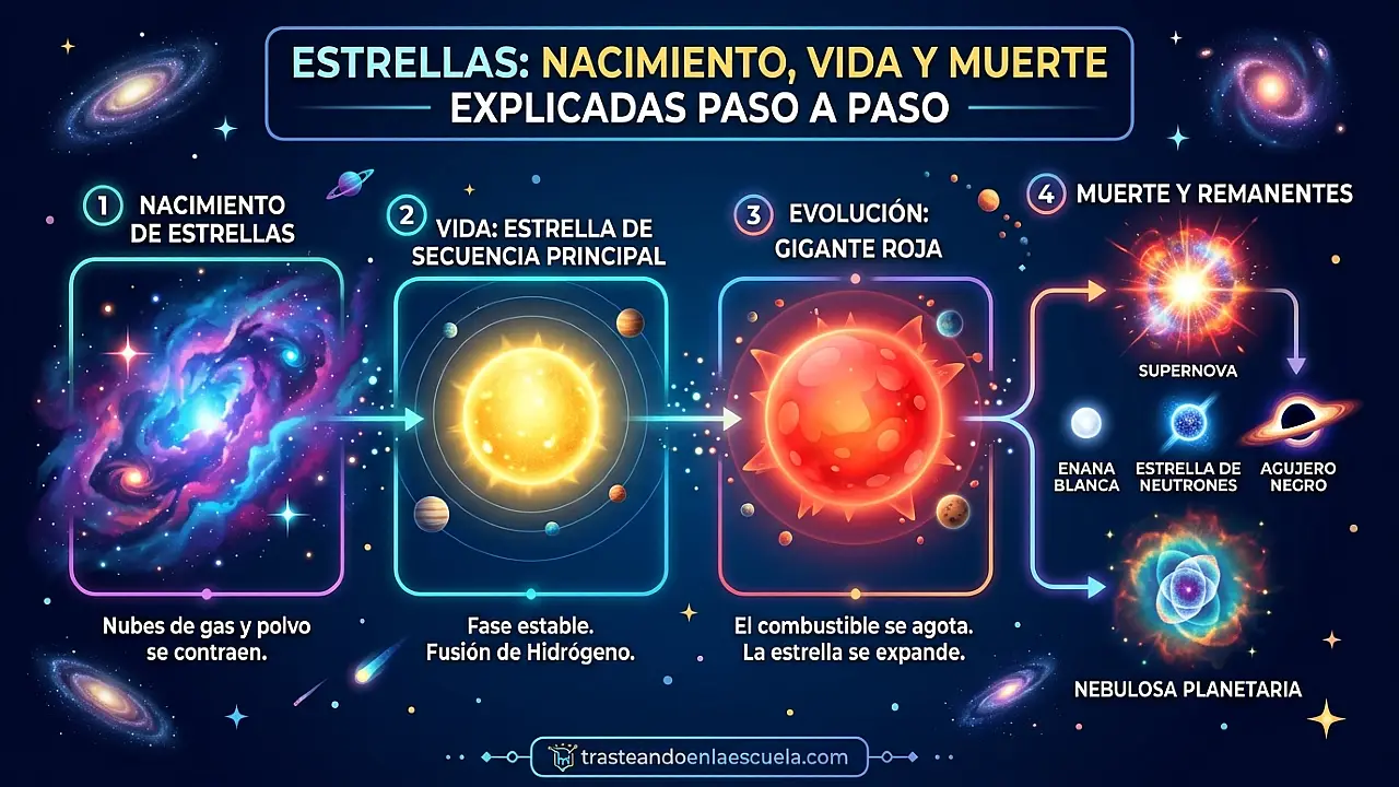 Estrellas: nacimiento, vida y muerte explicados paso a paso