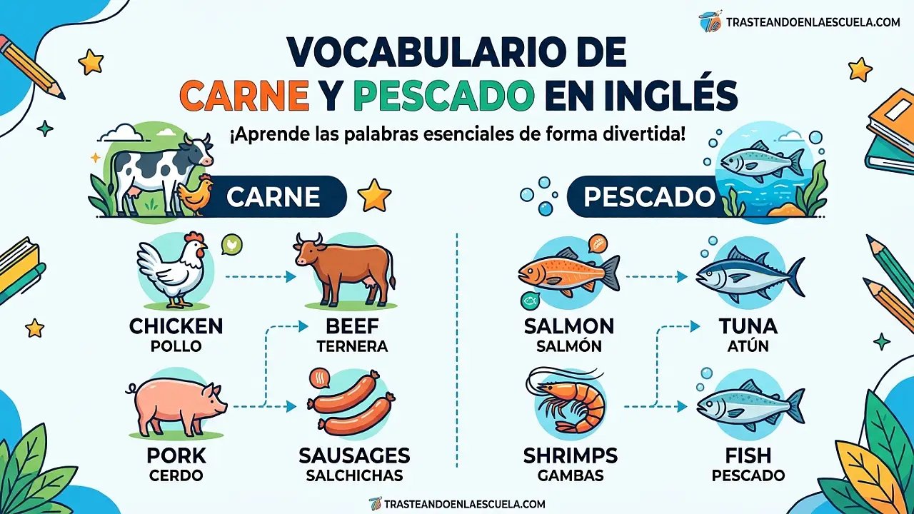 Meat and Fish: vocabulario de carnes y pescados en inglés