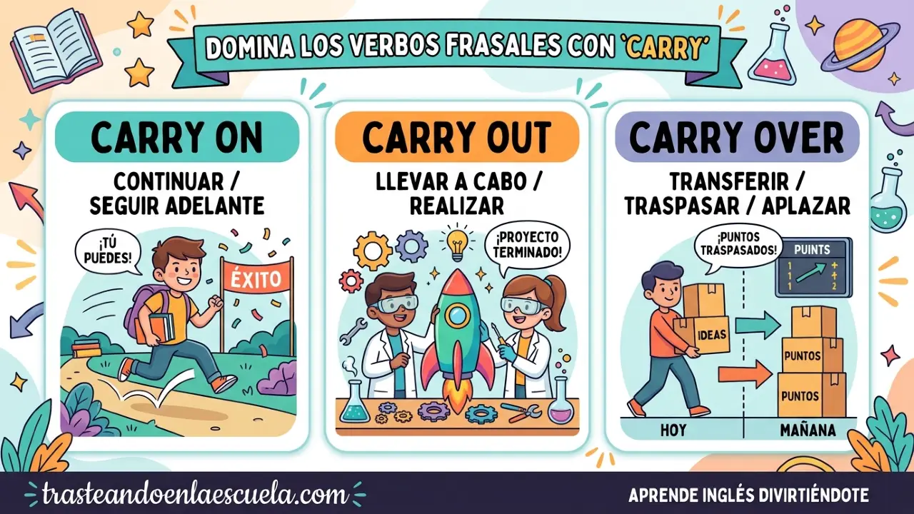 Phrasal Verbs con CARRY: carry on, carry out, carry over