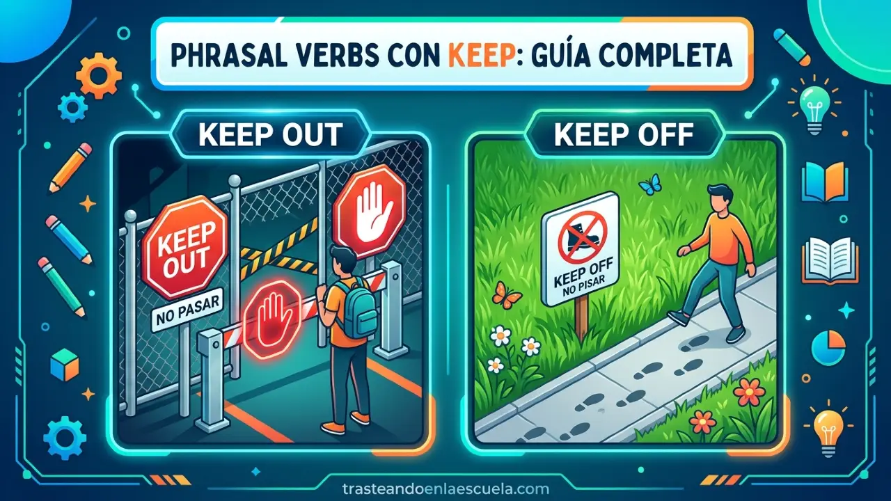 Phrasal Verbs con KEEP: keep out, keep off - Guía completa