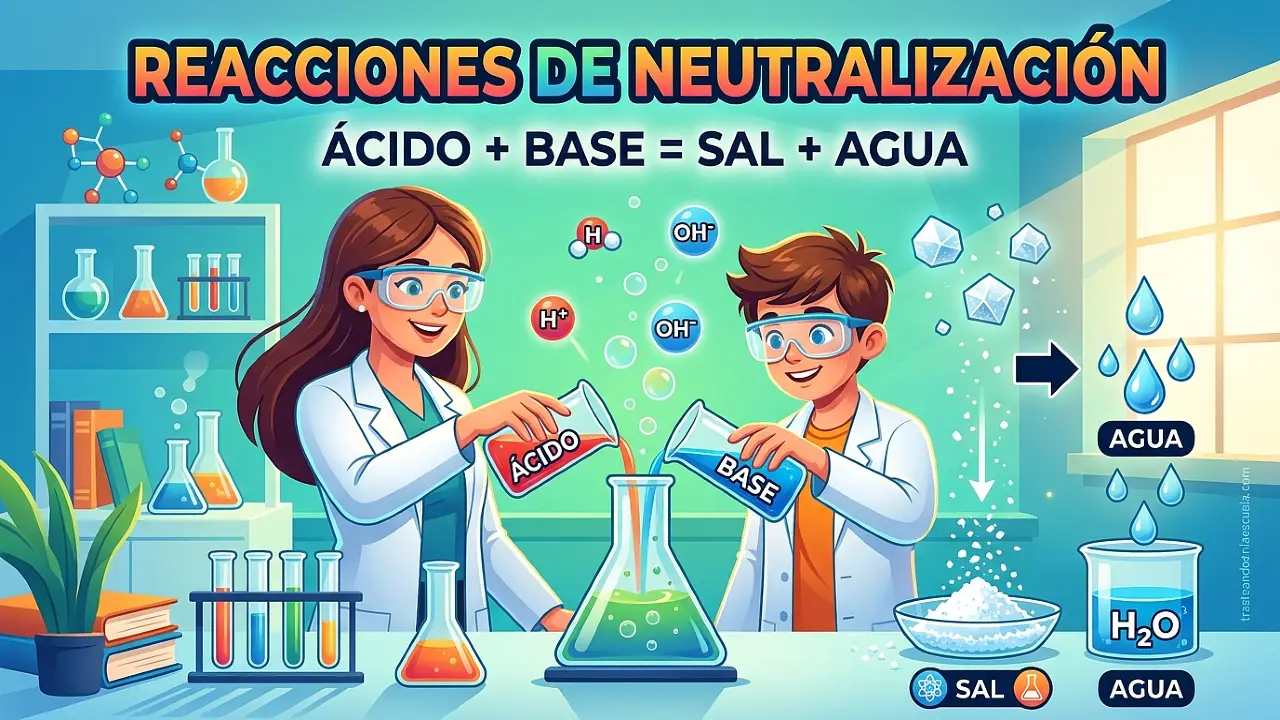 Reacciones de neutralización: ácido + base = sal + agua
