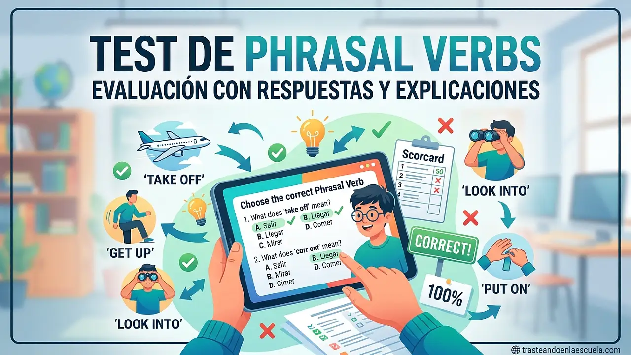 Test de phrasal verbs: evaluación con respuestas y explicaciones