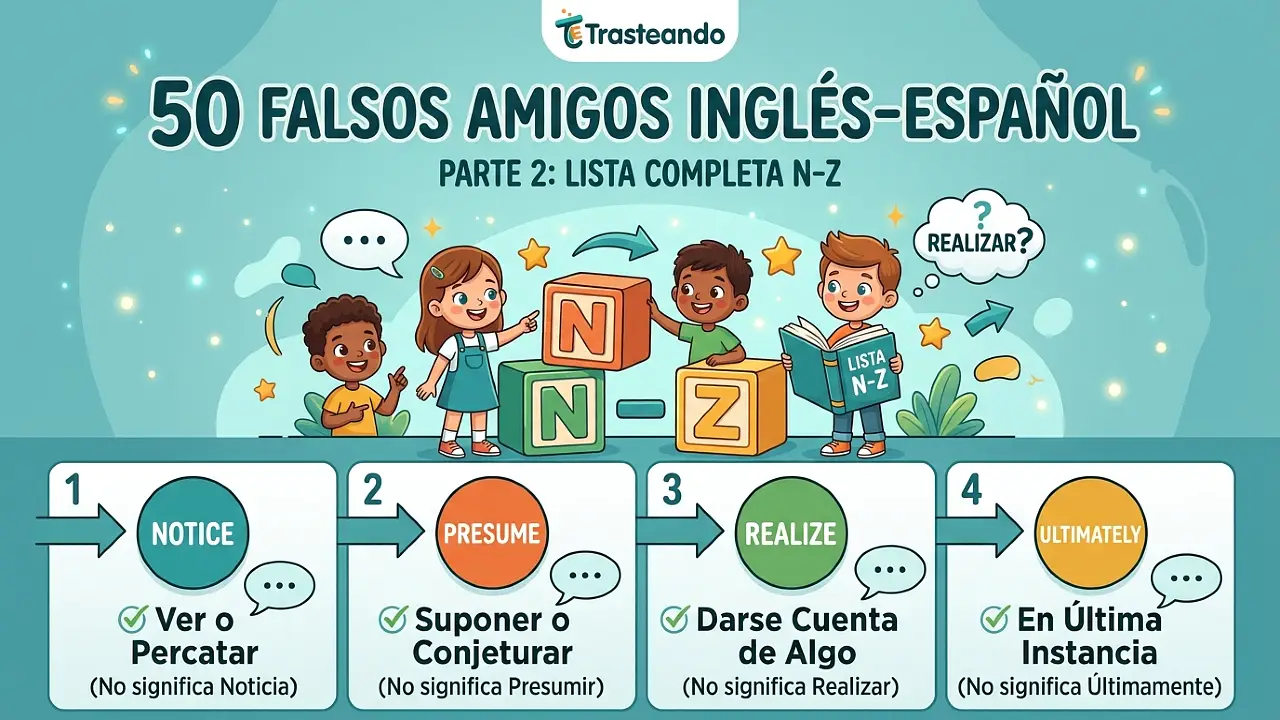 50 falsos amigos inglés-español (Lista completa N-Z)