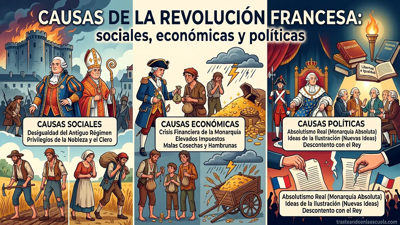 Causas de la Revolución Francesa: sociales, económicas y políticas
