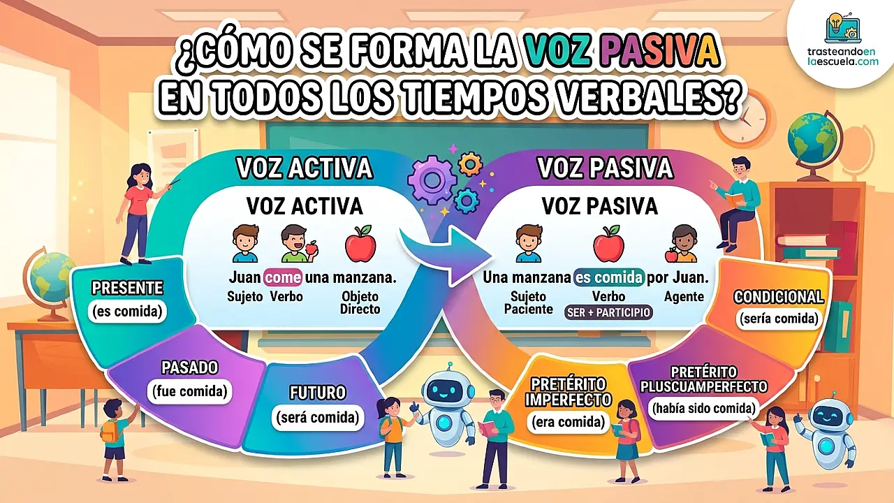 Cómo formar la pasiva en todos los tiempos verbales