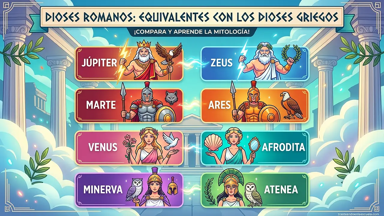 Dioses romanos: equivalencias con dioses griegos