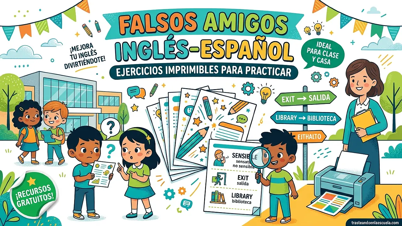 Ejercicios de falsos amigos inglés-español para imprimir y practicar