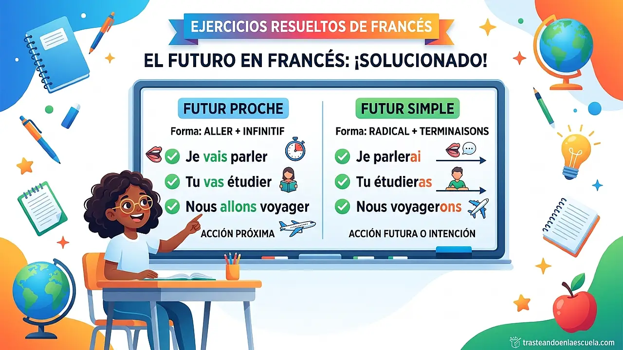 Ejercicios de futuro en francés resueltos (futur proche y futur simple)