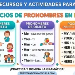 Ejercicios de pronombres en inglés: subject, object, possessive