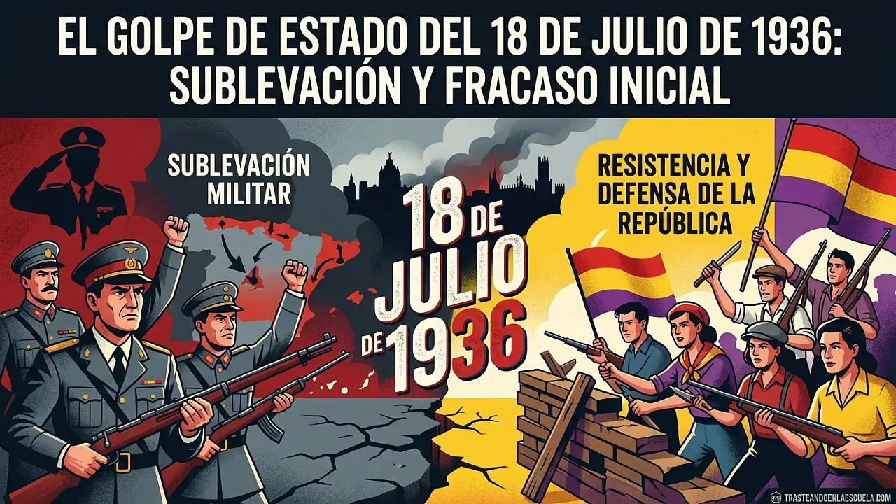 El golpe de Estado del 18 de julio de 1936: alzamiento y fracaso inicial