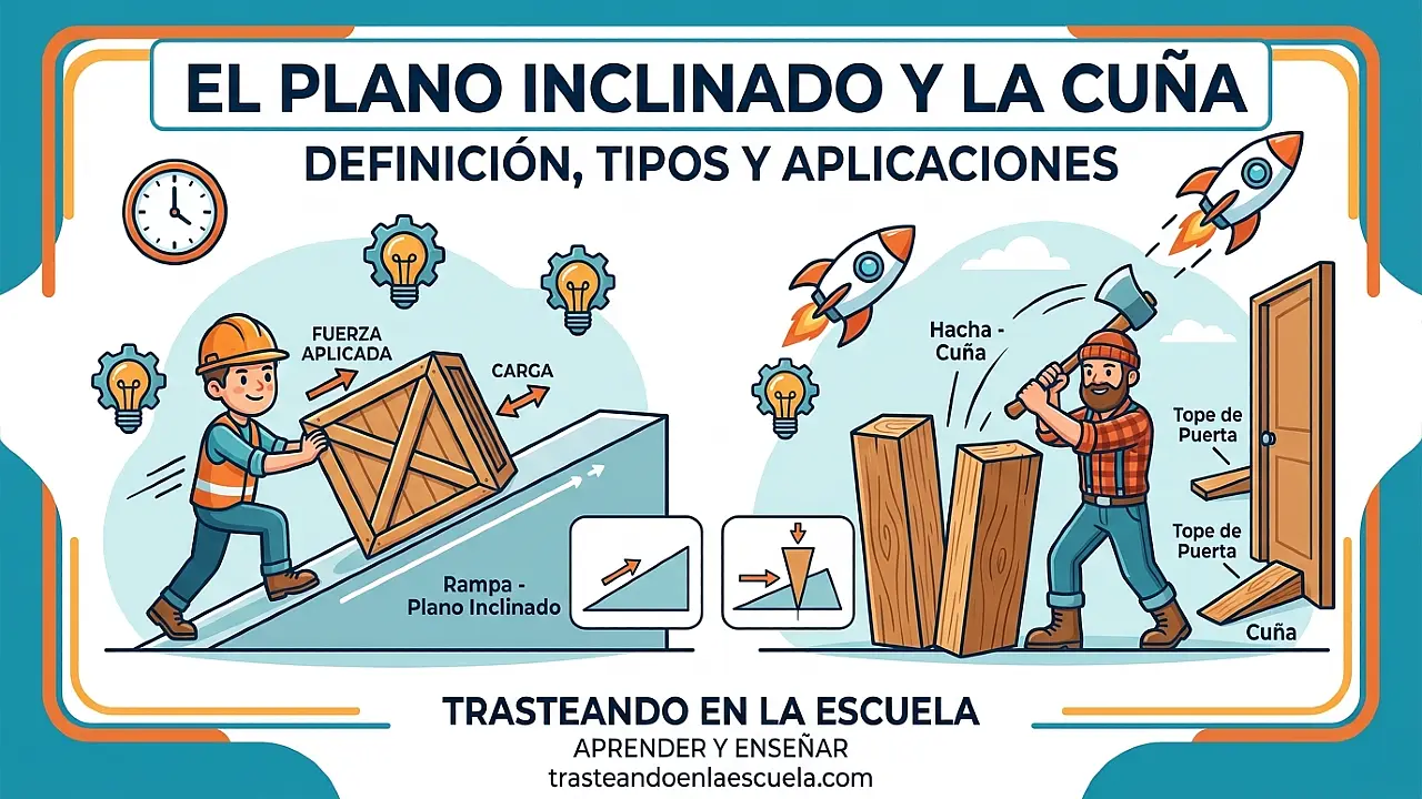 El plano inclinado y la cuña: definición, tipos y aplicaciones