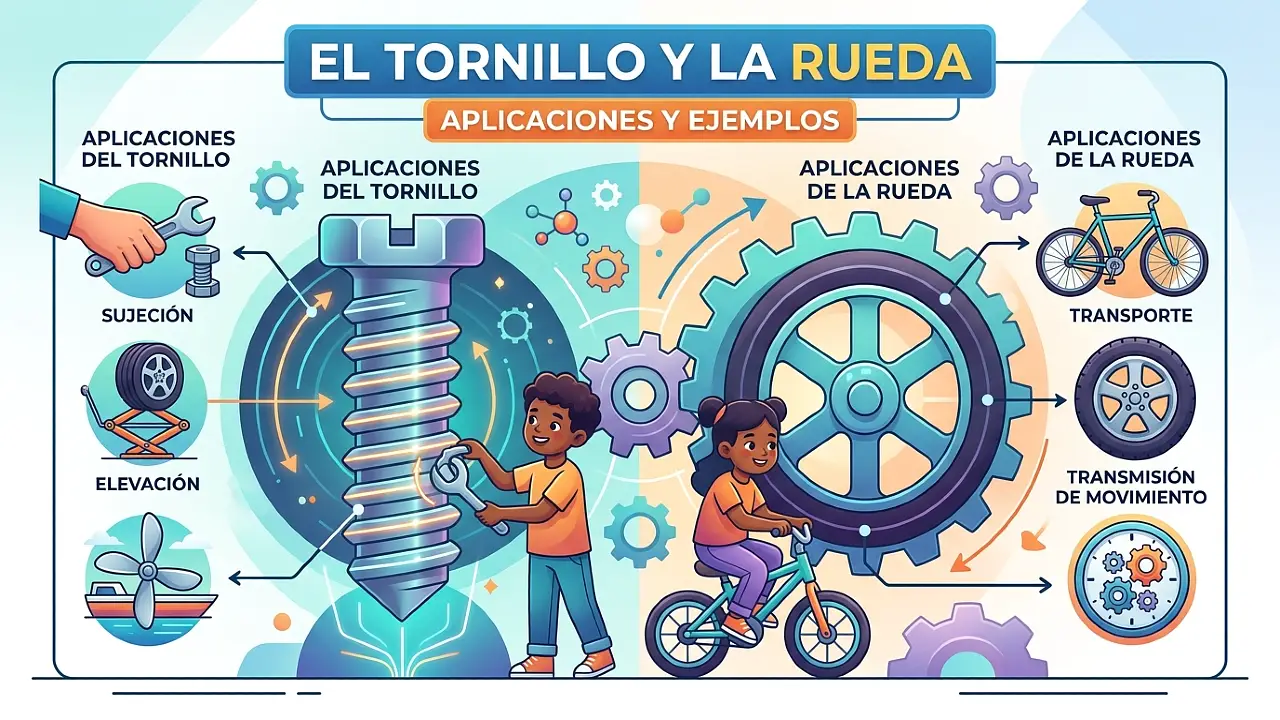 El tornillo y la rueda: aplicaciones y ejemplos