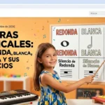 Figuras musicales: redonda, blanca, negra y sus silencios