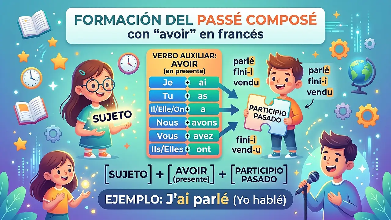 Formación del passé composé con avoir en francés