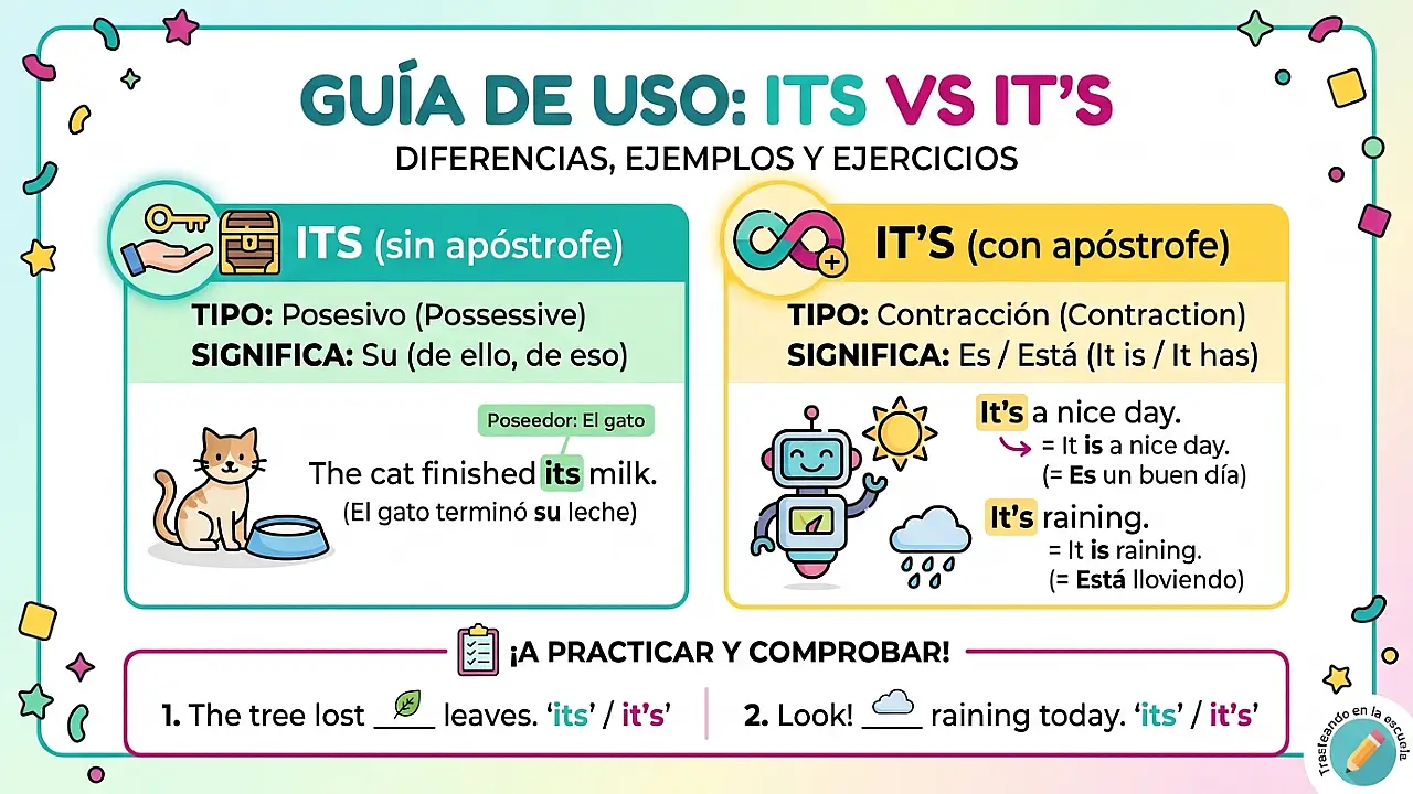 Its vs It's: diferencias, ejemplos y ejercicios