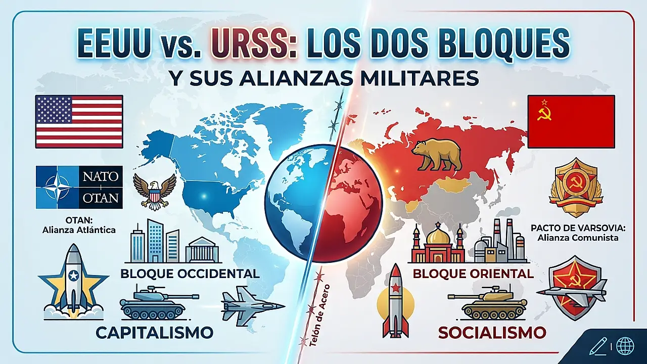 Los dos bloques: EEUU vs URSS y sus alianzas militares