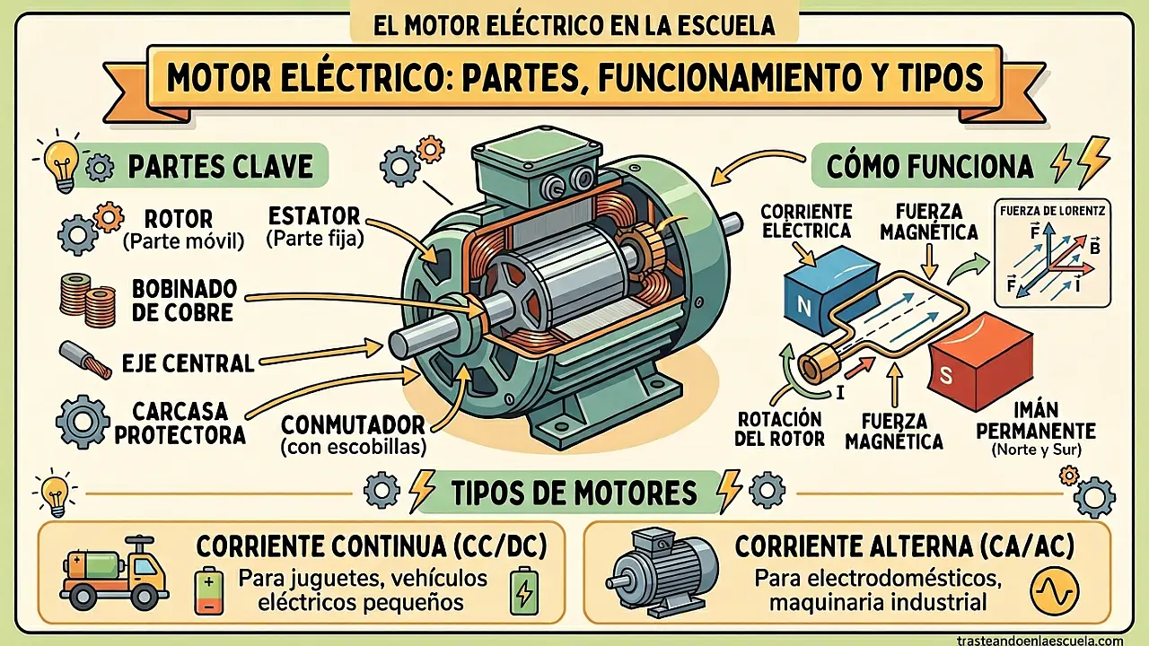 Motor eléctrico: partes, funcionamiento y tipos