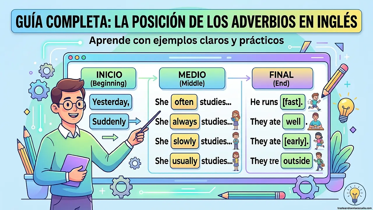 Posición de los adverbios: guía completa con ejemplos