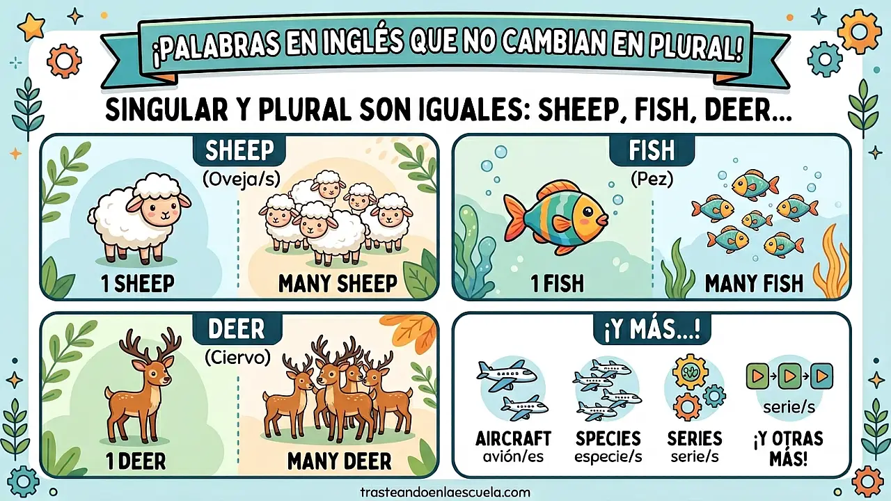 Singular y plural iguales en inglés: sheep, fish, deer y más